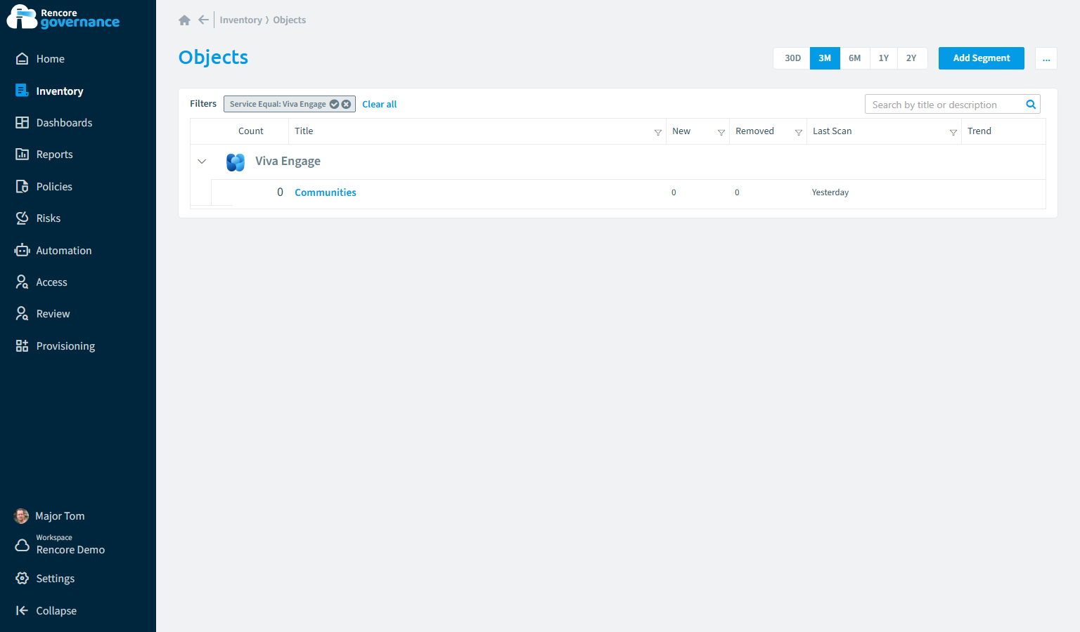 Viva Engage inventory in Rencore